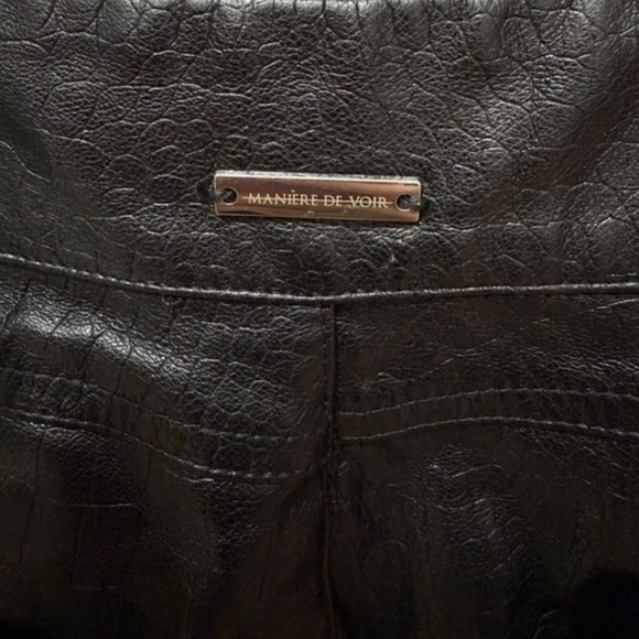 Sexy Heart Pockets Black Faux Leather Trousers Maniere De Voir Pants - Picture 5 of 8